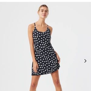 Outdoor Voices Exercise Dress in Black Polka